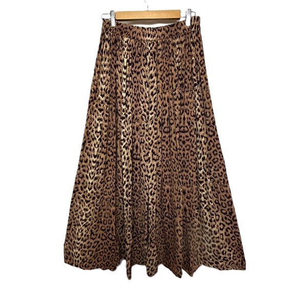 The Avenue Y2K Leopard Print Boho Crinkle Skirt VTG - Picture 3 of 6